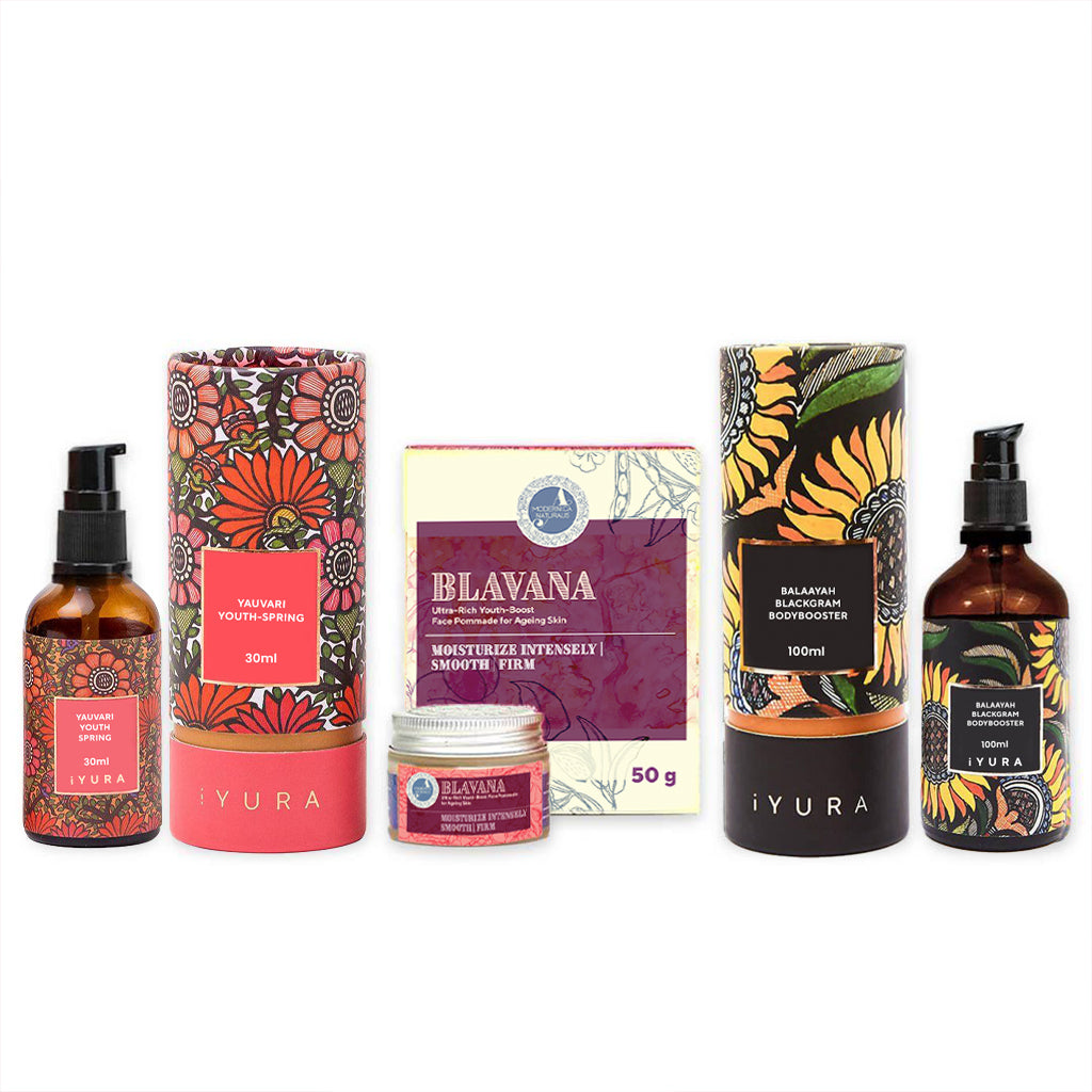 Set The Ayurveda Experience Fasole Neagră Indiană — Trio pentru față și corp, cu puterea fasolei negre indiene (The Ayurveda Experience Black Gram Edit)