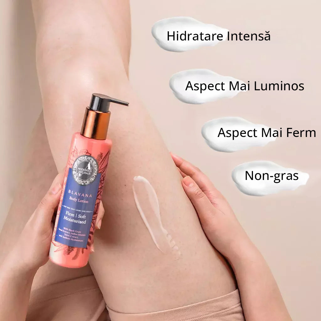 Loțiune de corp Blavana – Hidratează, catifelează, tonifiază pielea uscată, matură, cu textură crepoasă – formulă revoluționară cu Fasole Neagră – cea mai bună loțiune de corp pentru pielea matură (Blavana Body Lotion)